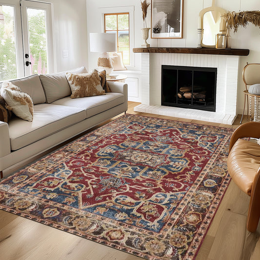 Foldable Washable Vintage Carpets - Decorative Area Carpet for Home Décor