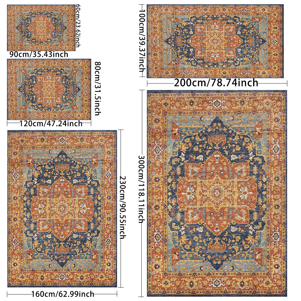 Foldable Washable Vintage Carpets - Decorative Area Carpet for Home Décor