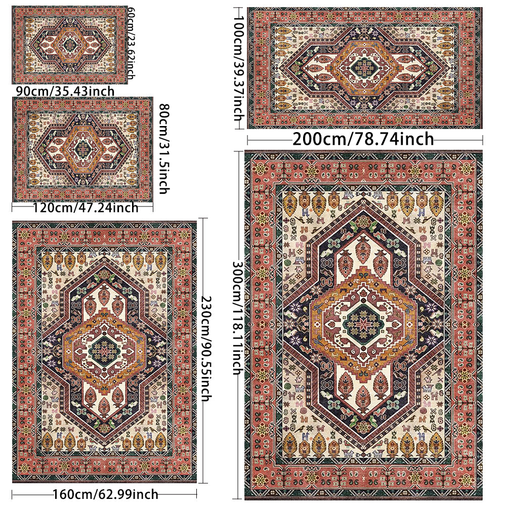 Foldable Washable Vintage Carpets - Decorative Area Carpet for Home Décor