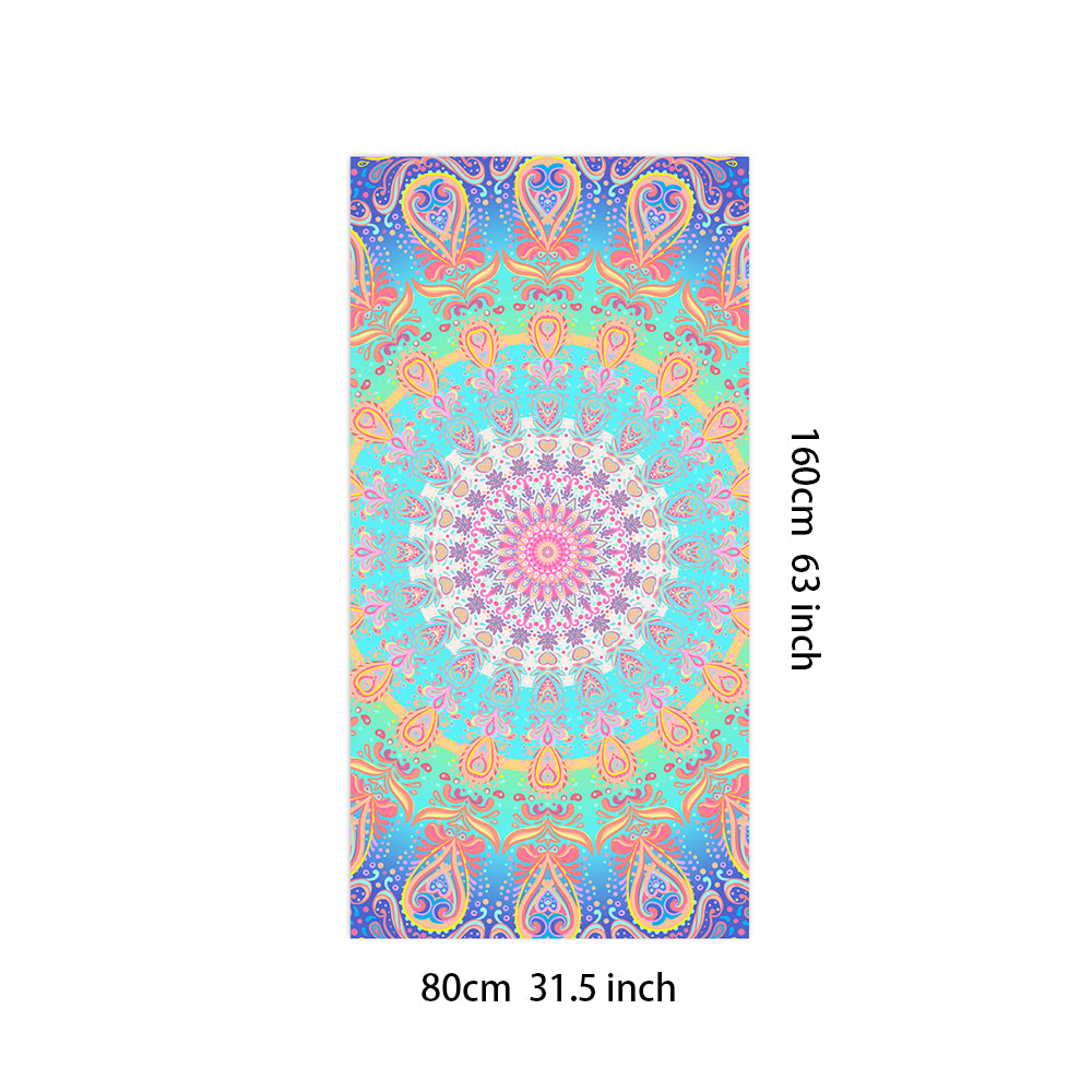 Printed Beach Towels for Vacation - Absorbent Beach Bath Towel with Round Mesh Bag