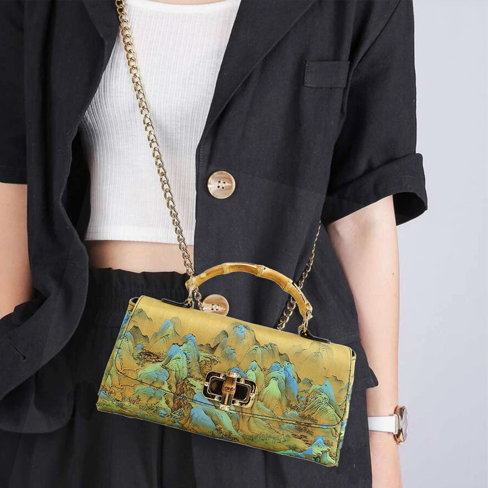 Metalic Frame Embroidered Clutch Handbags