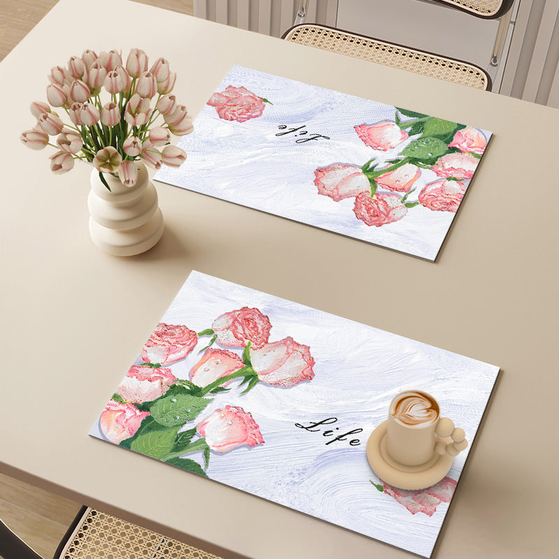 2 sets of waterproof and oil-proof placemat and coaster