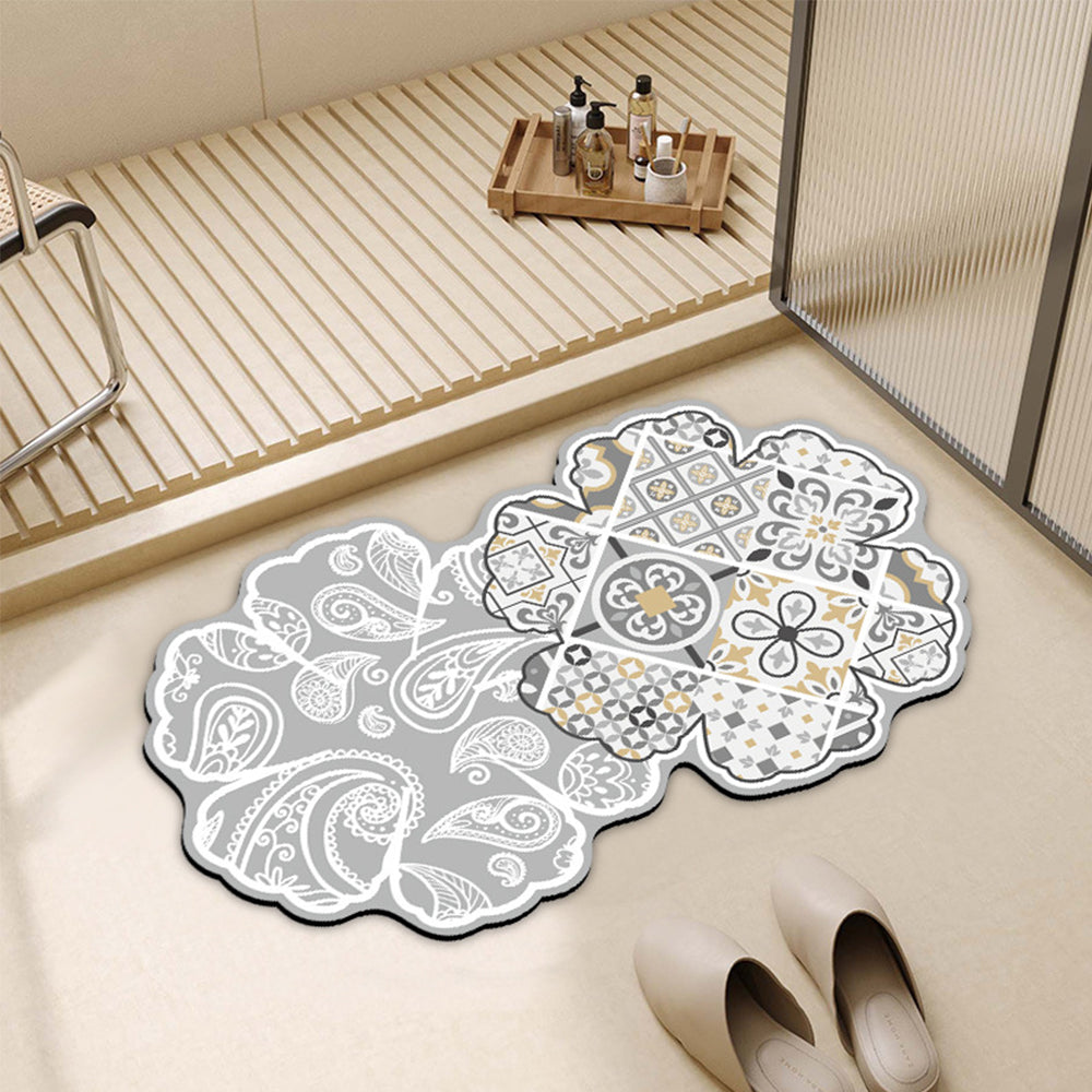 Flower mats bathroom door waterproof and non-slip